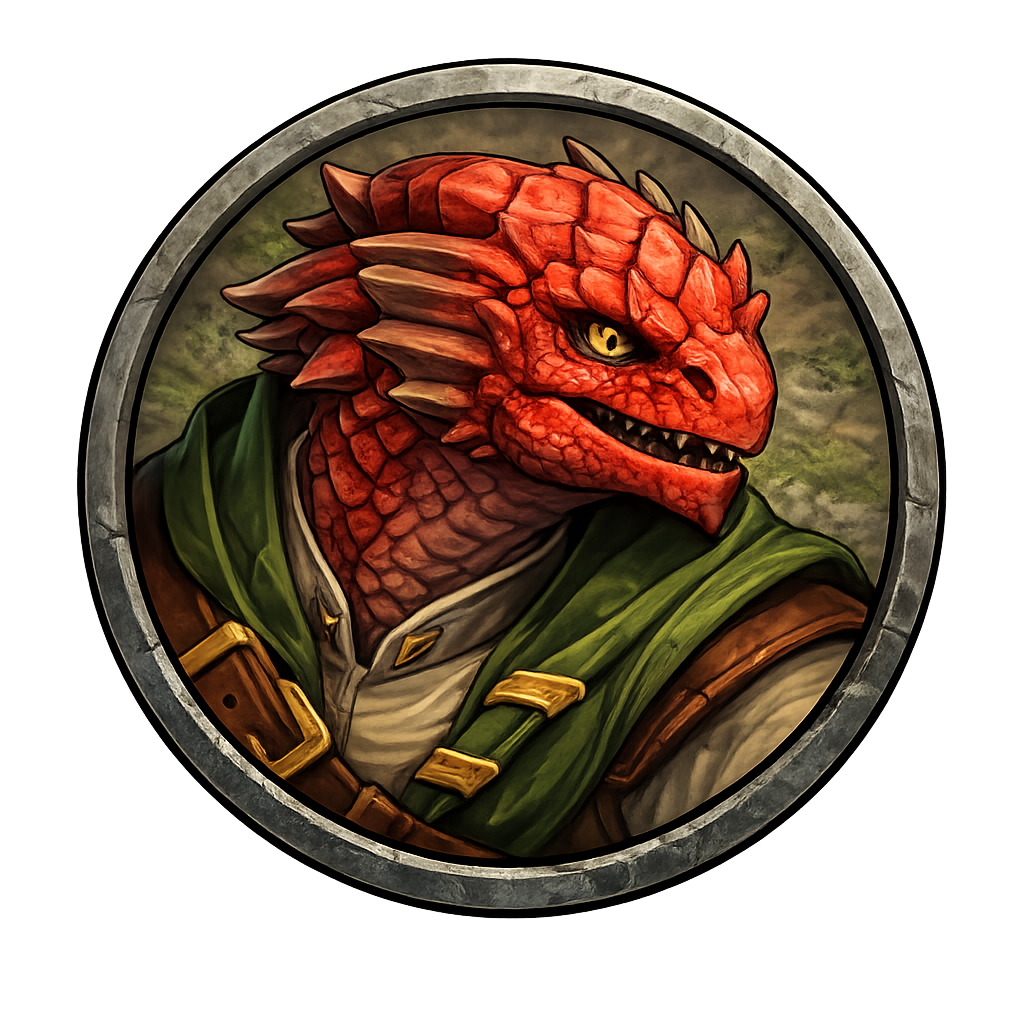 Raptoid red dragonborn token logo